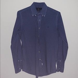 Ralph Lauren Dress Shirt Dark Blue Plaid Pattern